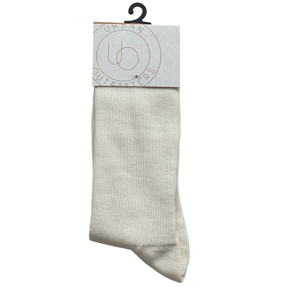 Urban Outfitters Cream White Ribbed Wool Blend Crew Socks 48472385 One Size NWT